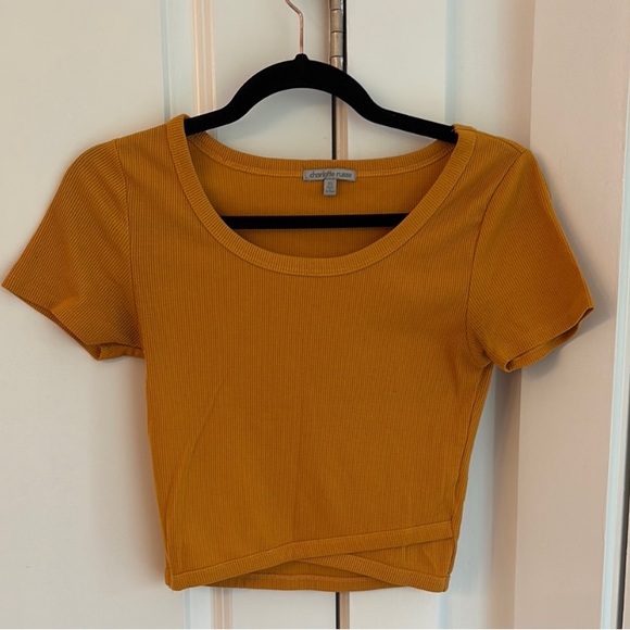 Charlotte Russe Mustard Yellow Ribbed Crop Top - Picture 1 of 9